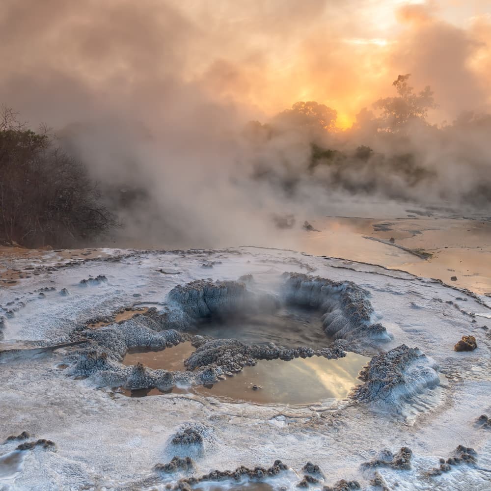 Golden Geothermal Steampools by Gunarto Song — canvas wall art