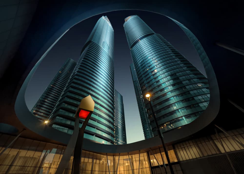 Architectural Night View by Louie Luo — canvas wall art