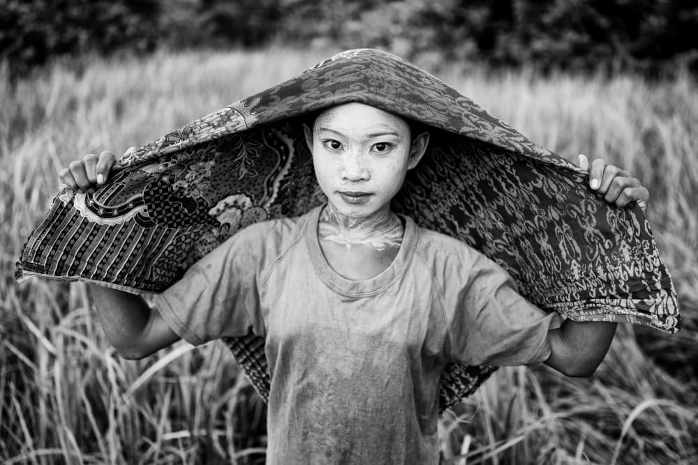 Serene Portrait Thanaka Girl by Kieron Long — canvas wall art
