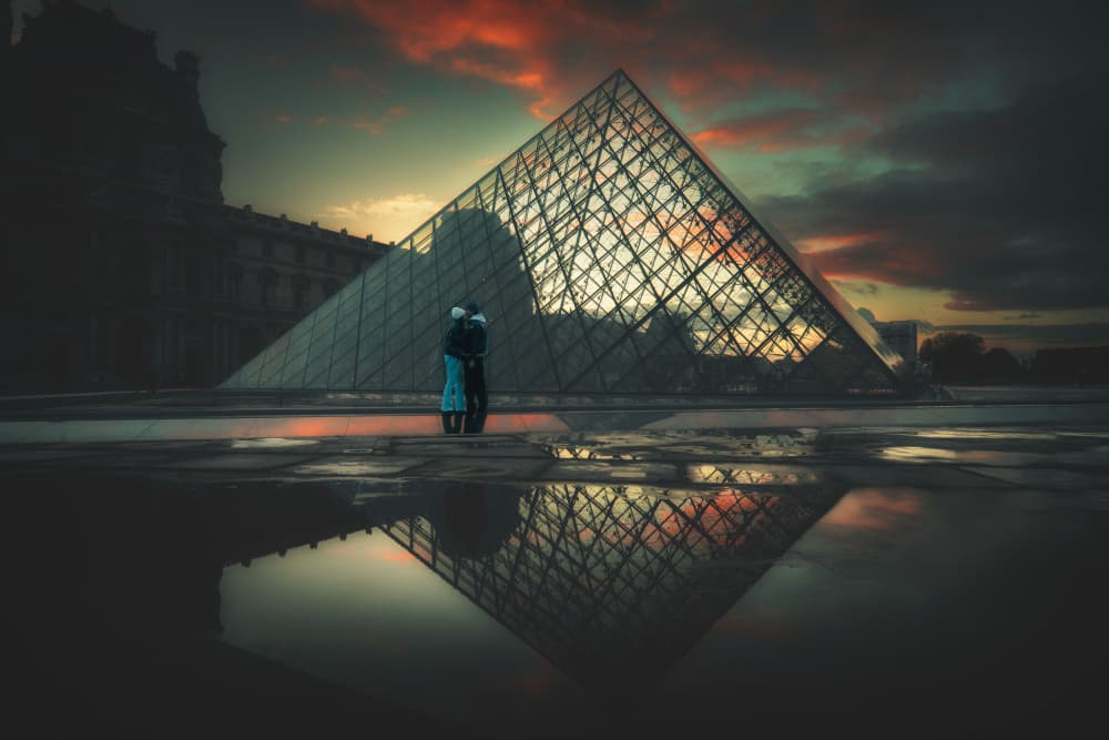 Romantic Louvre Sunset by Jamie Z. Chan — canvas wall art