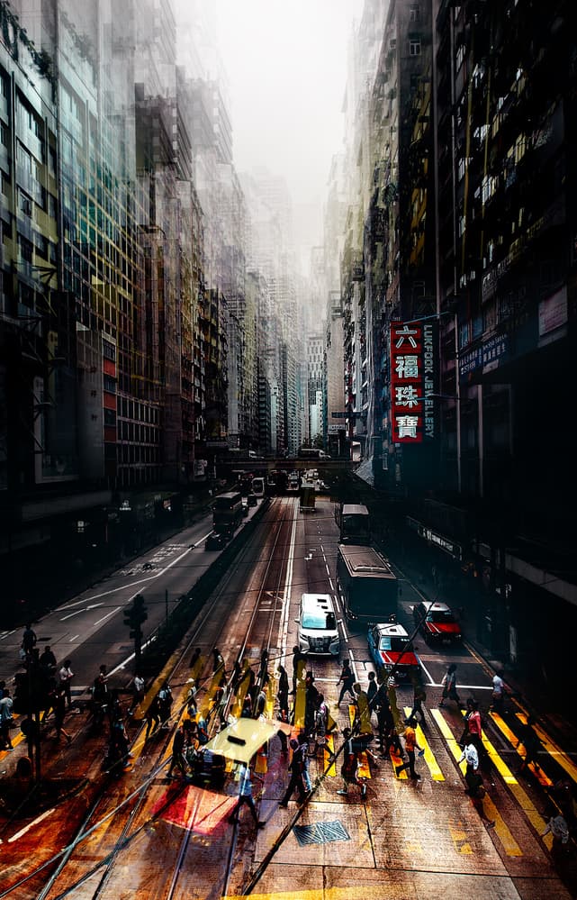Hong Kong Street Rush by Carmine Chiriacò — canvas wall art