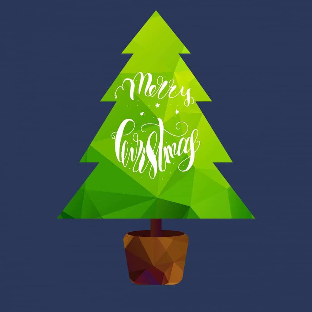 Geometric Merry Christmas Tree by Marika Barsrsind — canvas wall art