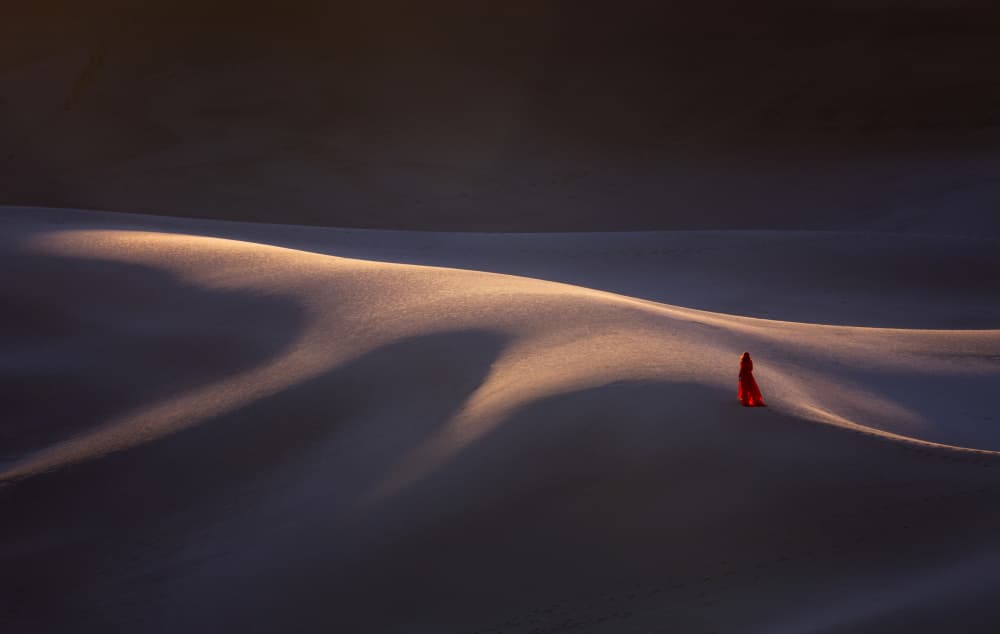 Solitary Red Desert Figure by Dianne Mao — canvas wall art