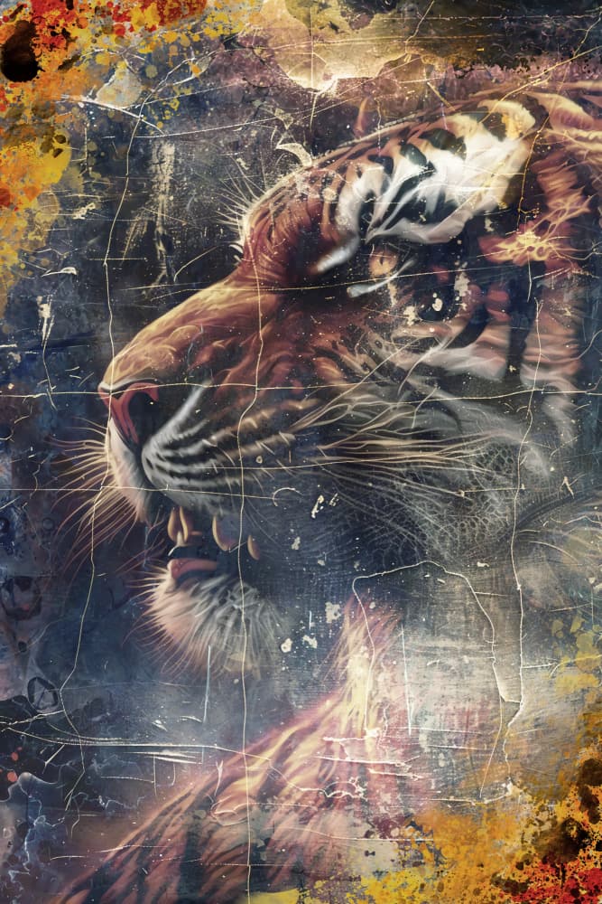Powerful Grunge Tiger by Rafal Kulik — canvas wall art