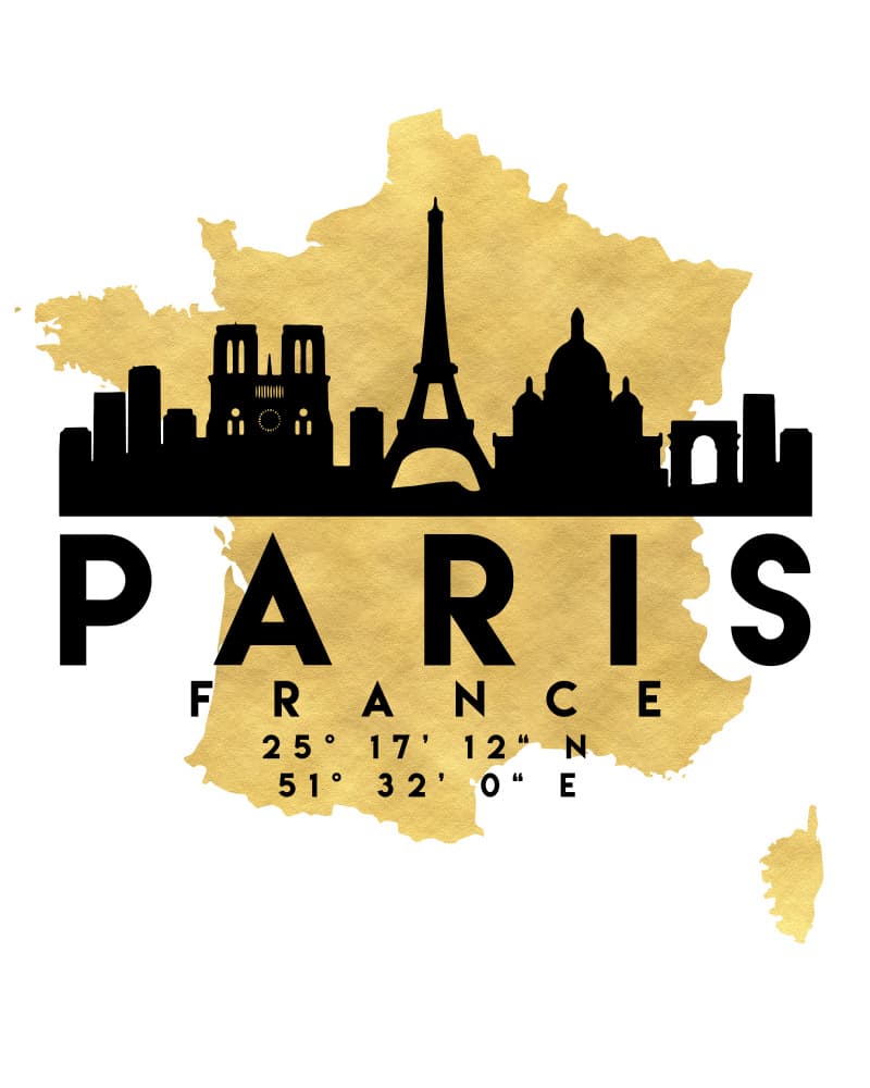 Golden Paris France Skyline by Emiliano Deificus — canvas wall art