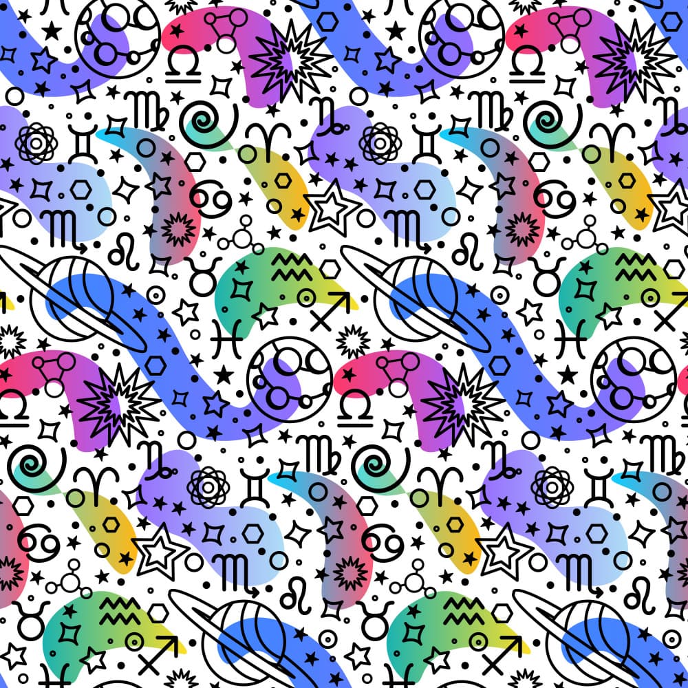 Vibrant Astrology Symbols by Marika Barsrsind — canvas wall art