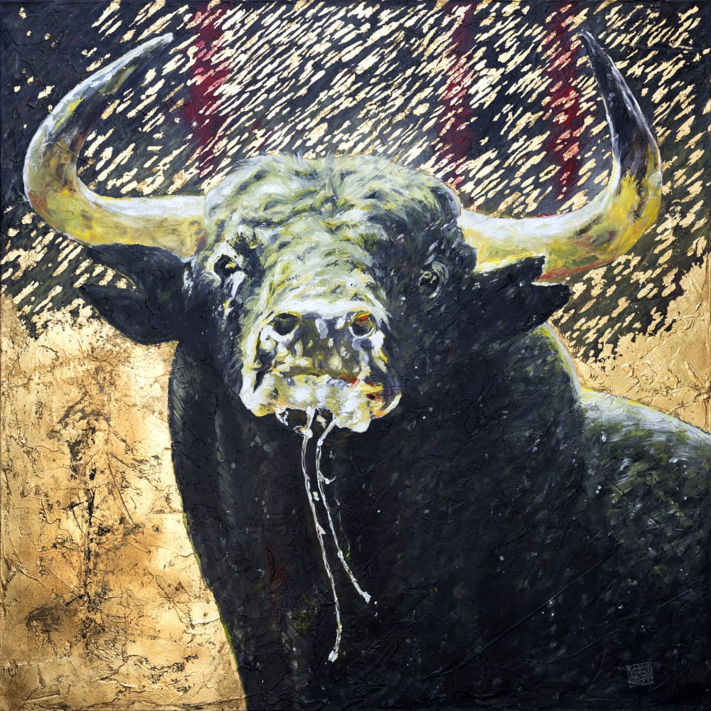 Fierce Golden Bull by Eduardo JIMÉNEZ AGUIRRE — canvas wall art