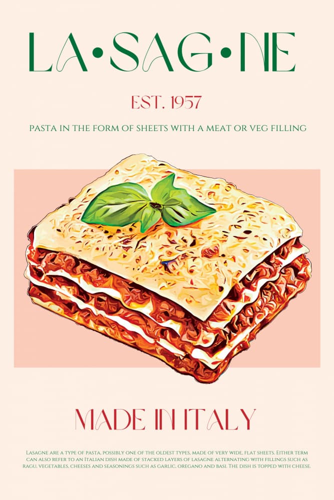 Classic Italian Lasagna by Nazma Khokhar — canvas wall art