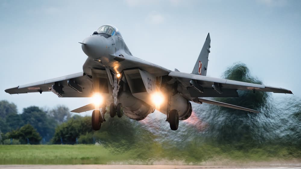 Polish Fighter Takeoff by Piotr Wrobel — canvas wall art