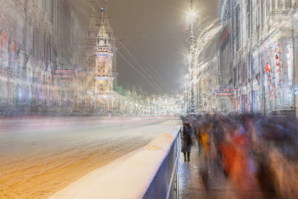 Dreamy Winter City Street by Igor Kopcev — canvas wall art