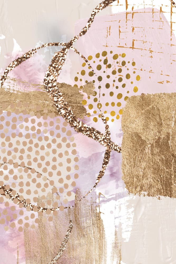 Blush Gold Abstract Dots by Sally Ann Moss — canvas wall art