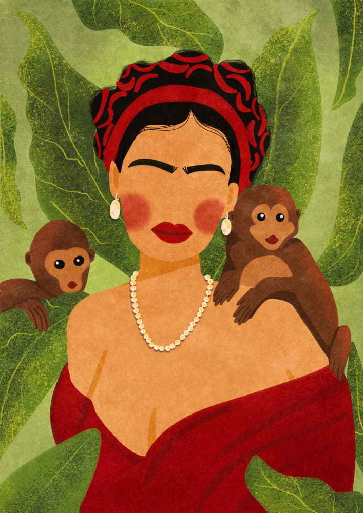 Frida and Monkeys by Raissa Oltmanns — canvas wall art