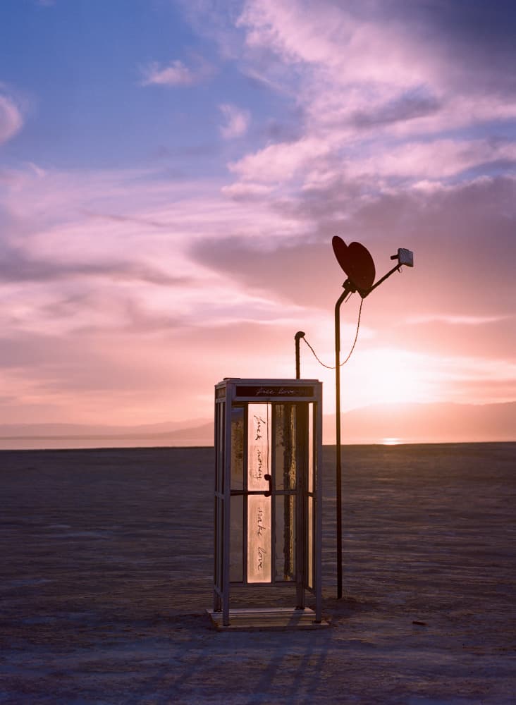 Desert Phone Booth Sunset by Bethany Young — canvas wall art