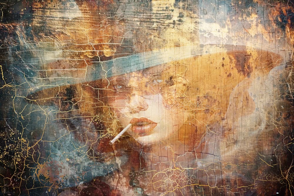 Mysterious Smoking Woman by Rafal Kulik — canvas wall art