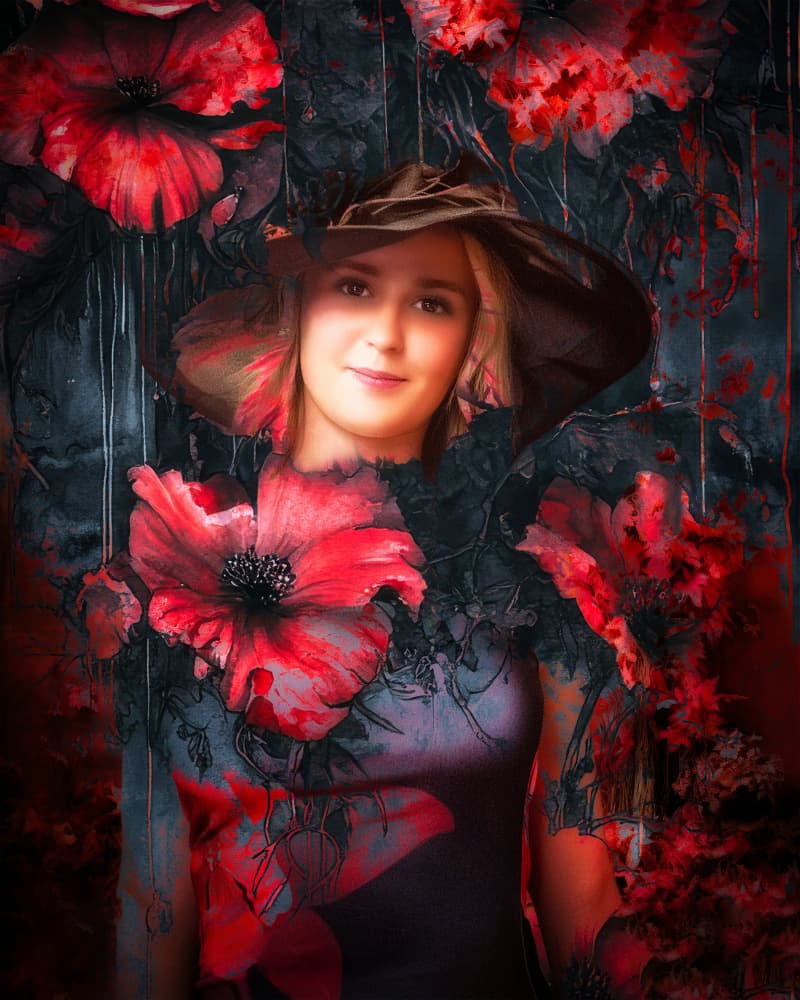 Enchanting Poppy Portrait by Lee Kershaw — canvas wall art