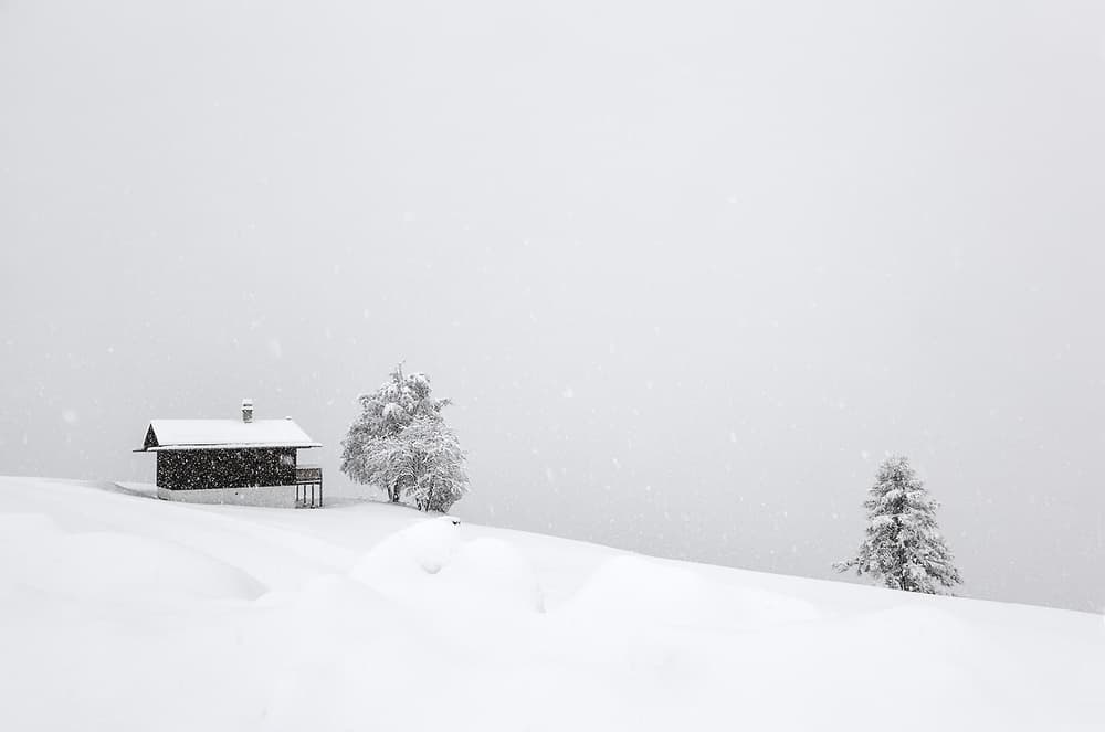 Peaceful Winter Cabin by Uschi Hermann — canvas wall art