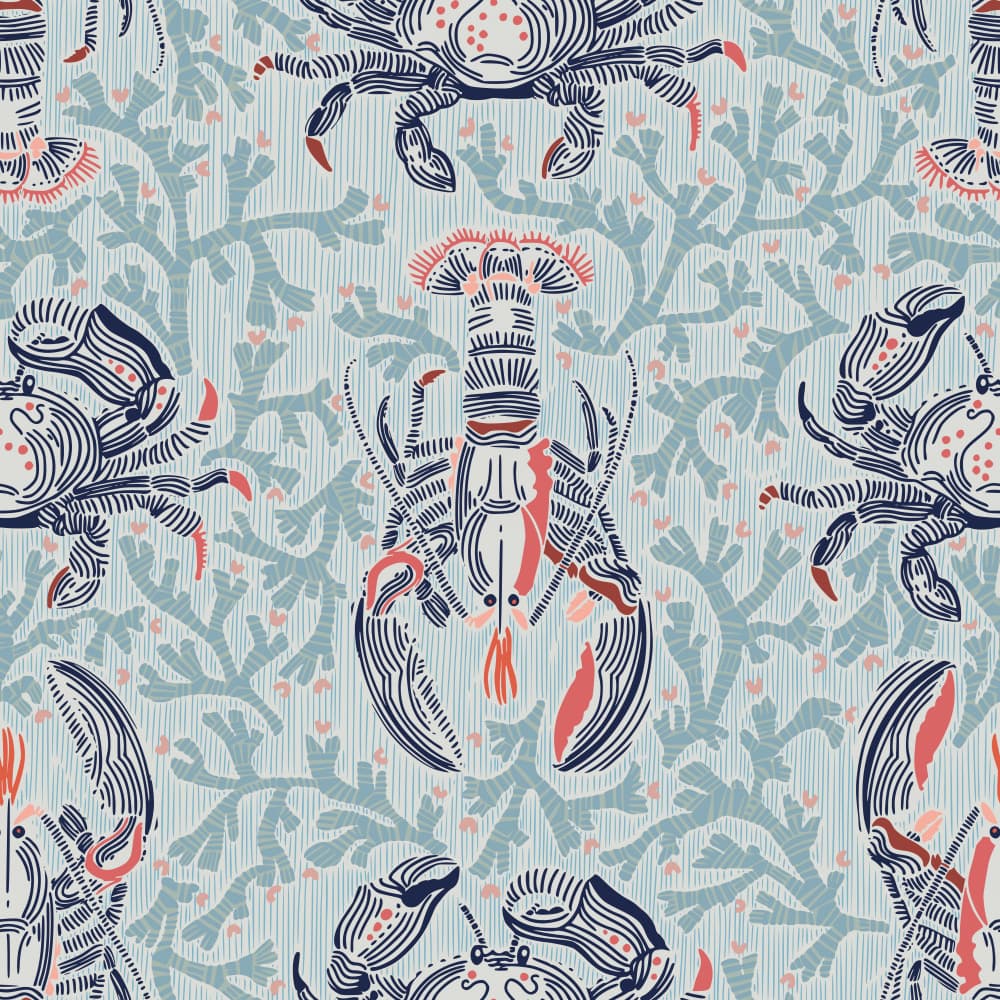 Undersea Crustacean Pattern by Annick — canvas wall art