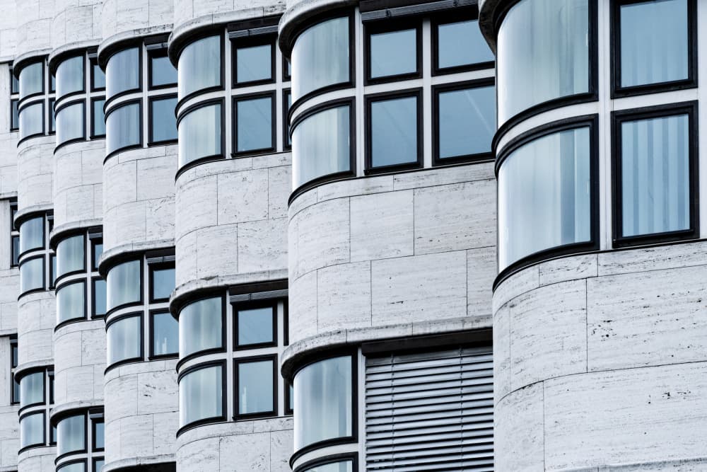 Curved Modern Building Facade by Linda Wride — canvas wall art