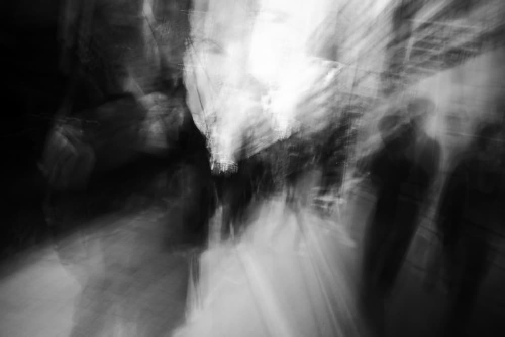 Blurred City Crowd by Swen MUN — canvas wall art