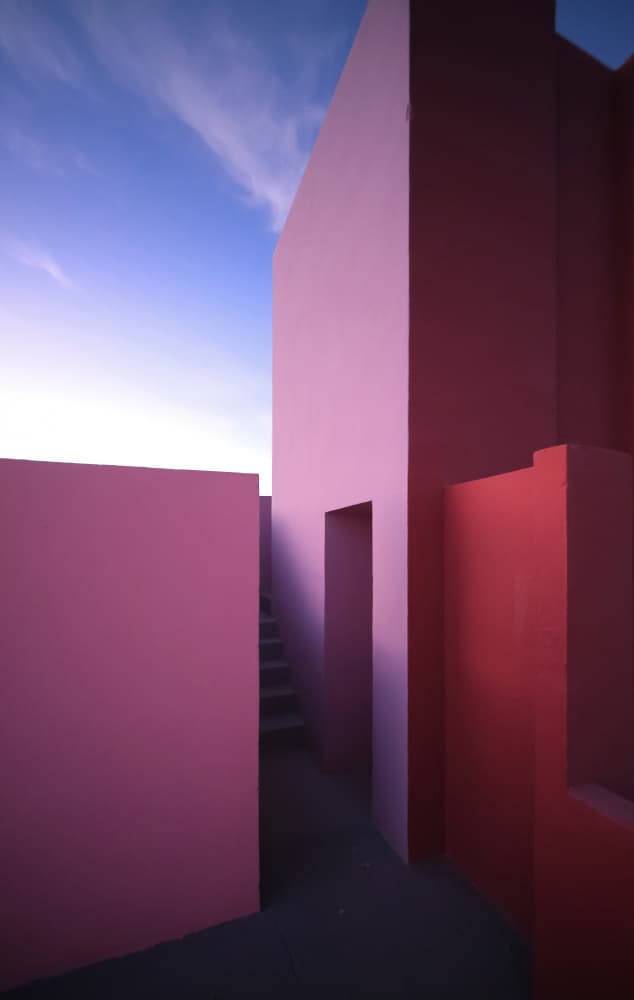 Pink Architecture Blue Sky by Fran Ortega — canvas wall art