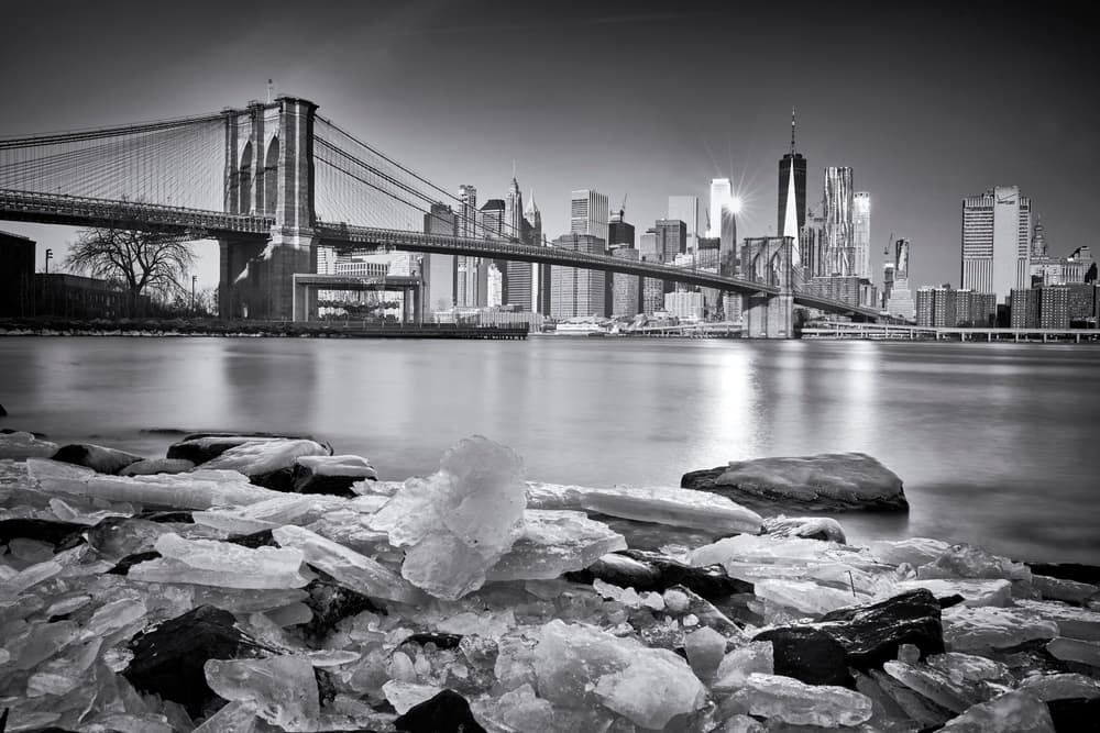 Brooklyn Bridge Winter View by Martin Froyda — canvas wall art