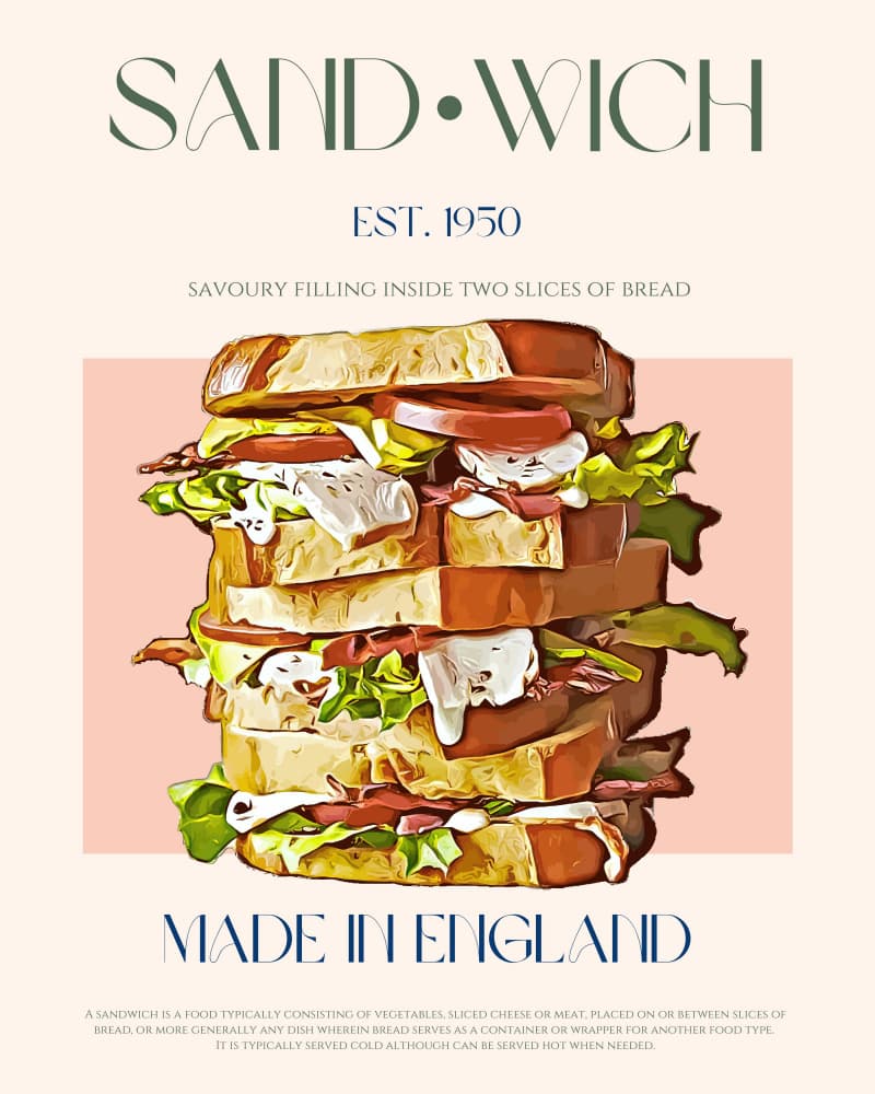Classic Stacked Sandwich by Nazma Khokhar — canvas wall art