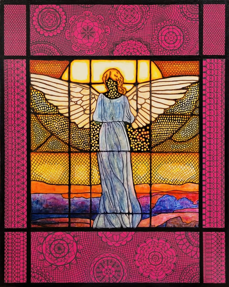 Stained Glass Angel Sunset by Vivian Kim — canvas wall art