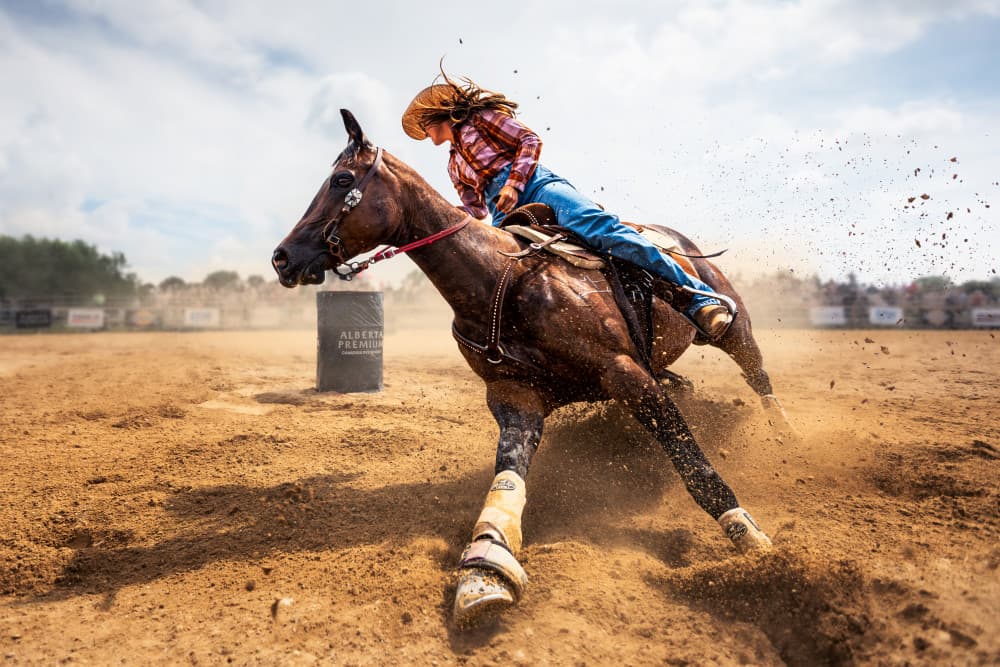 Dynamic Barrel Racing by Steven Zhou — canvas wall art