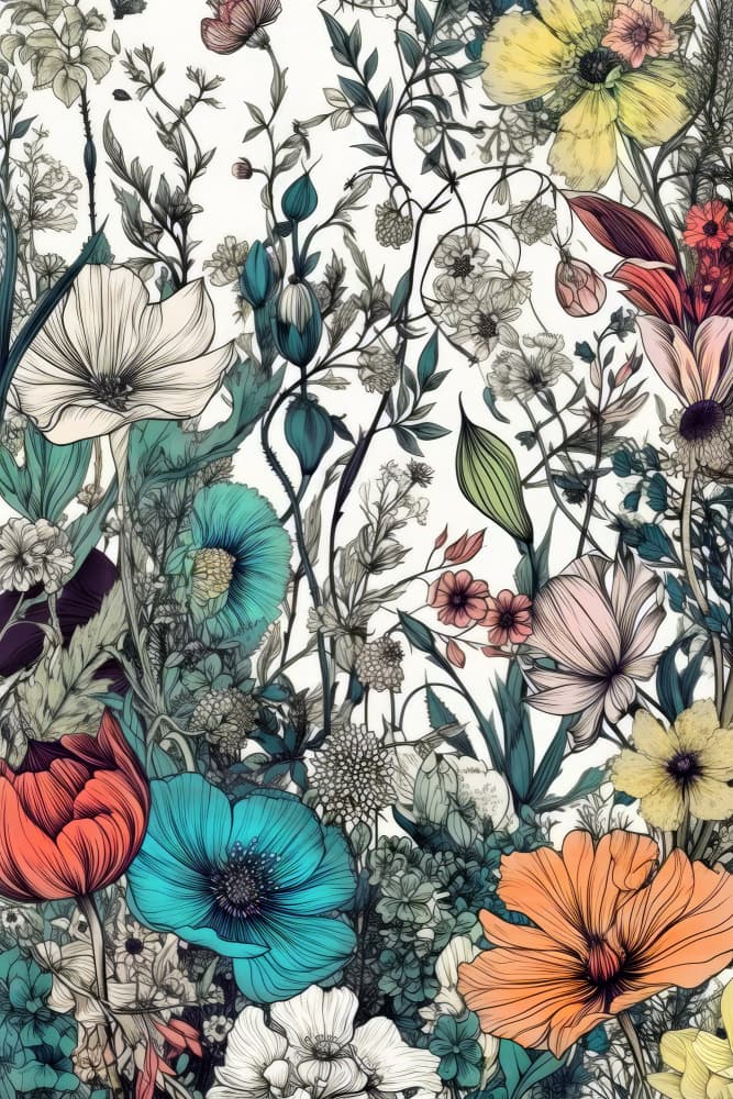 Vibrant Whimsical Garden by Justyna Jaszke — canvas wall art