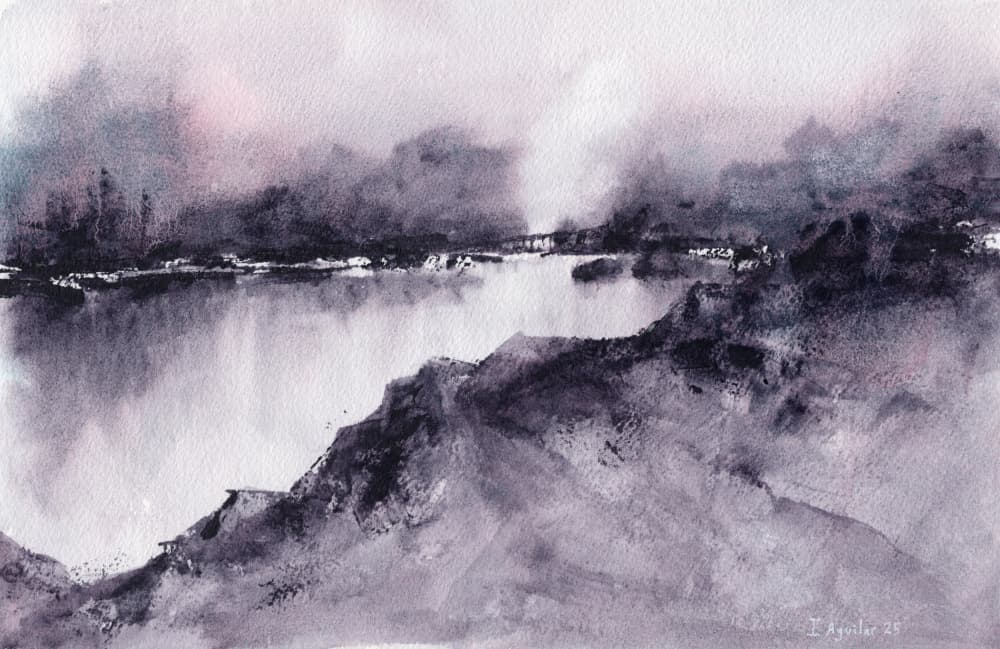 Misty Mountain Lake by Isabel Aguilar Alonso — canvas wall art