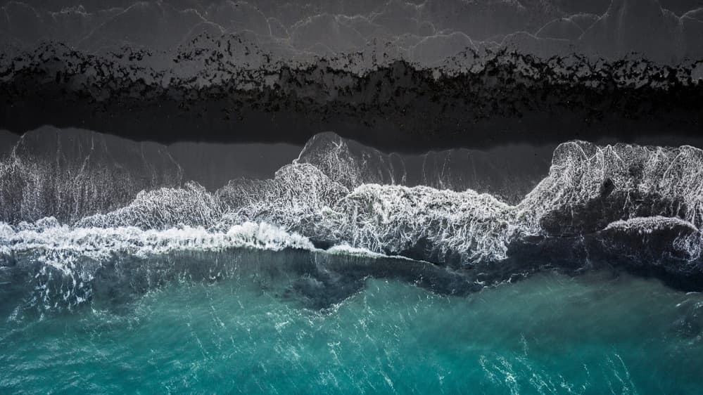 Black Sand Beach Waves by Marcus Hennen — canvas wall art
