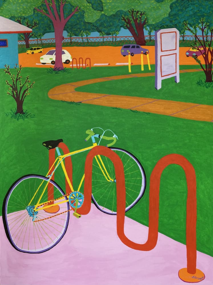 Bike in the Park by Sue Graef — canvas wall art