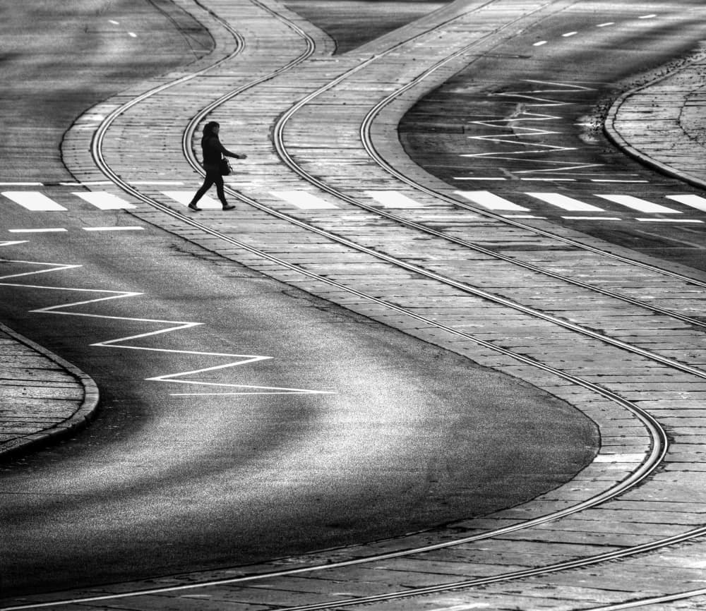 Street Lines and Solitude by Anna Niemiec — canvas wall art