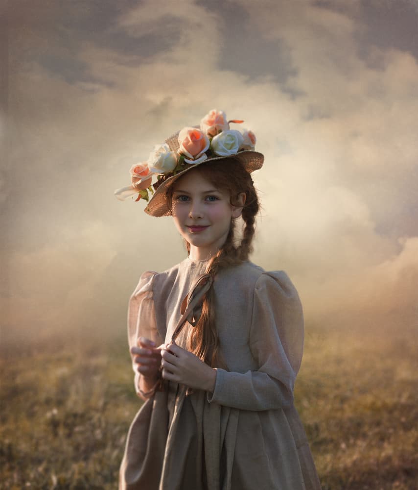 Girl With Rose Hat by Svetlana Melik-Nubarova — canvas wall art