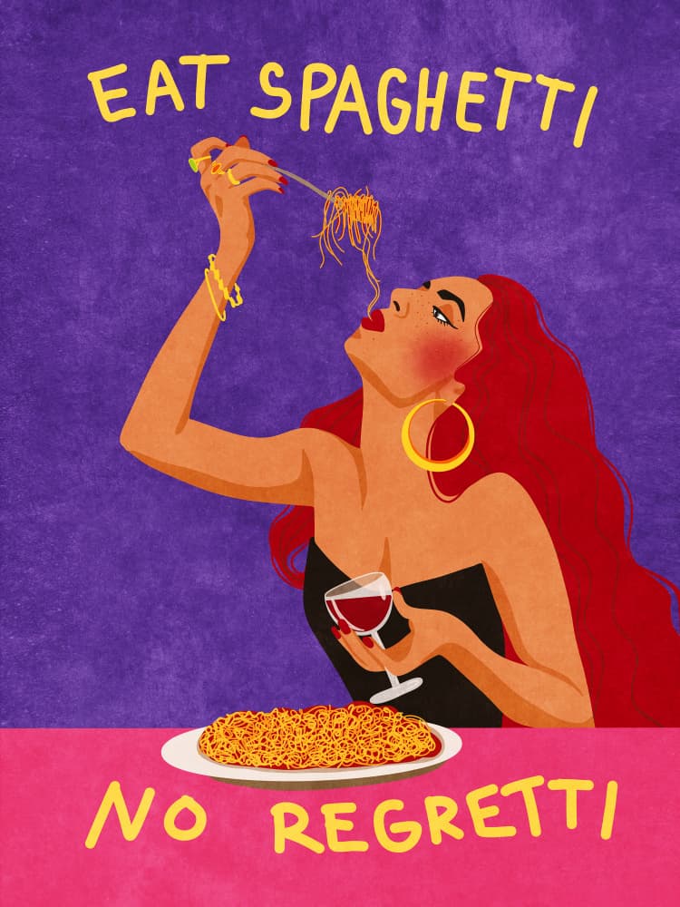 Eat spaghetti no regretti by Raissa Oltmanns — canvas wall art