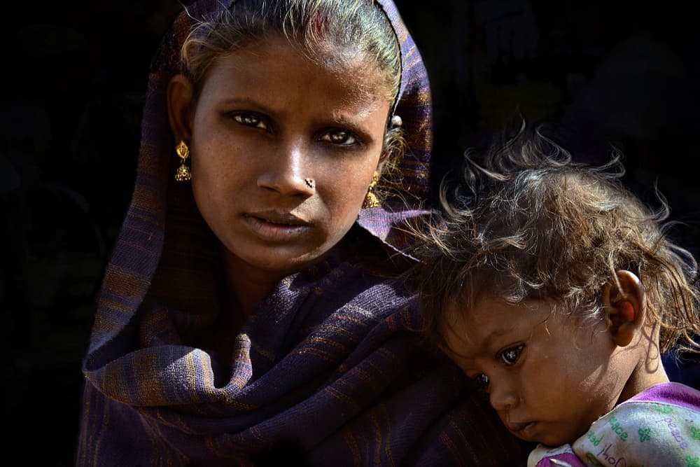 Indian Mother and Child by Irene Perovich — canvas wall art