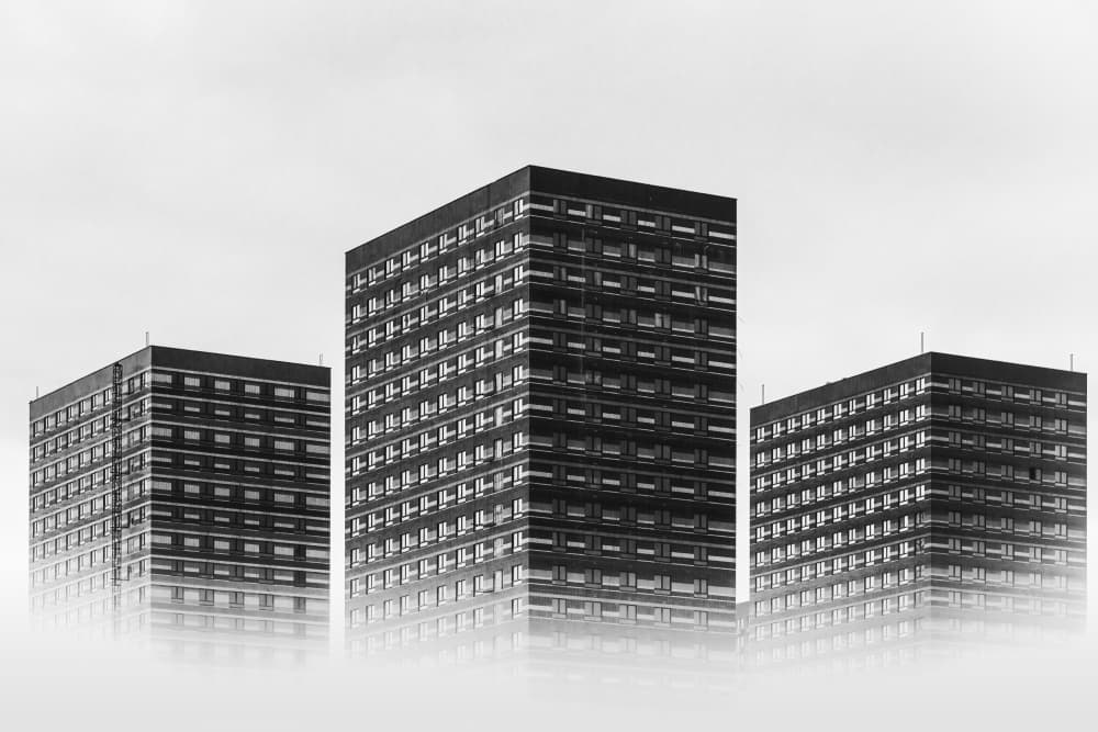 Misty City Towers by Andrey Kotov — canvas wall art