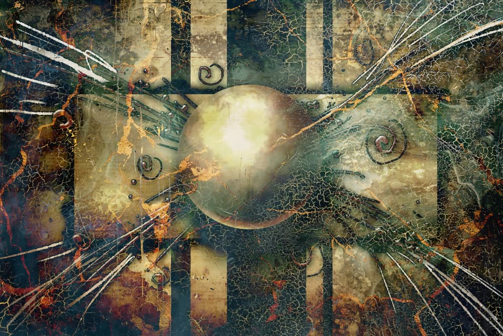 Dynamic Golden Orb by Rafal Kulik — canvas wall art