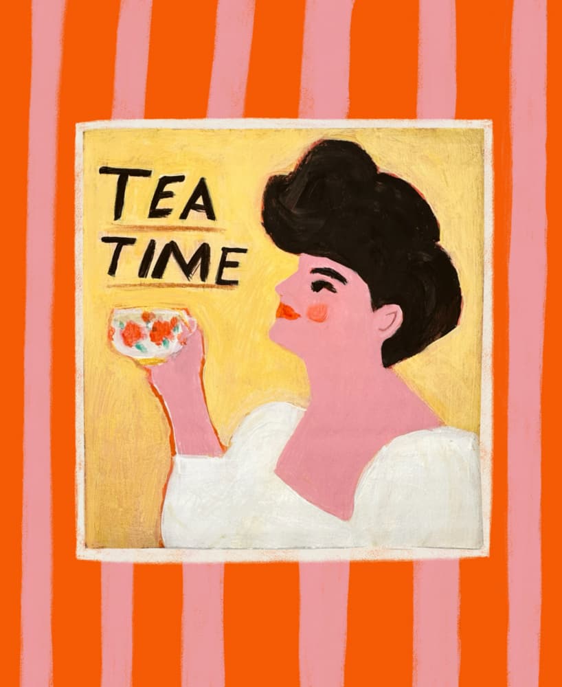Retro Tea Time by Karin Lauria — canvas wall art