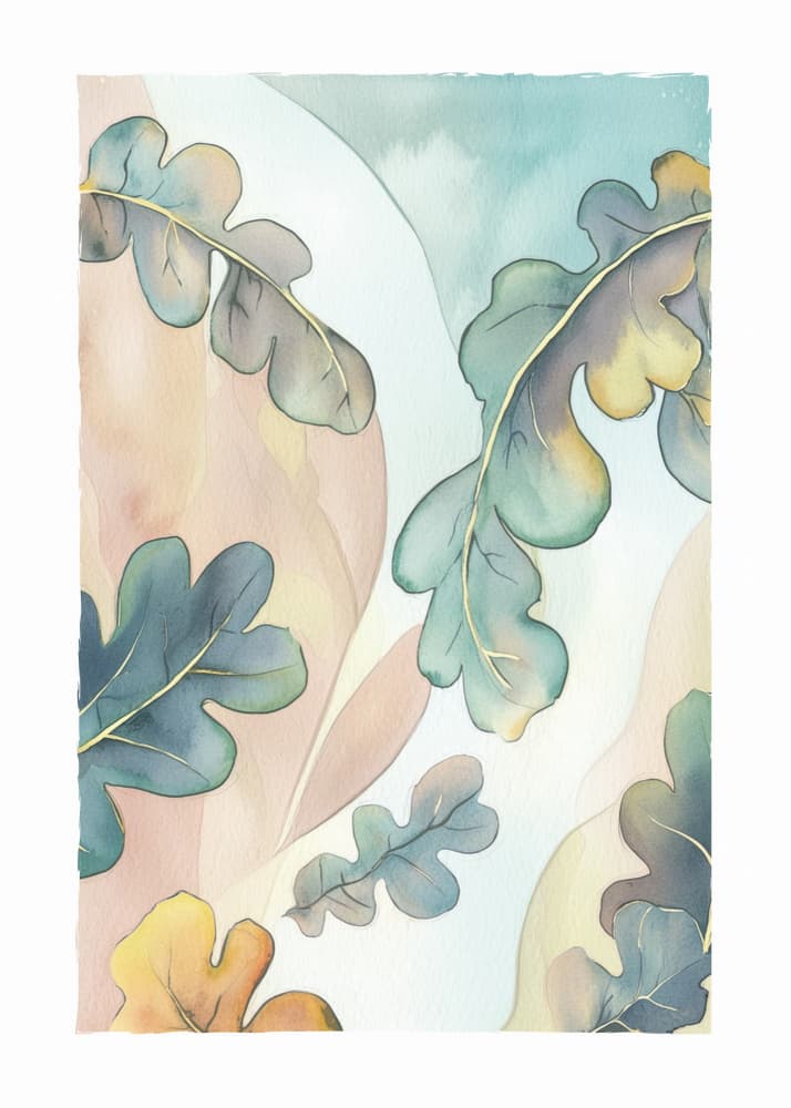 Watercolor Oak Leafs by Paperago — canvas wall art