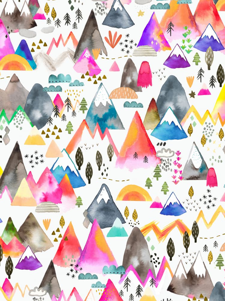 Whimsical Watercolor Mountains by Ninola Design — canvas wall art