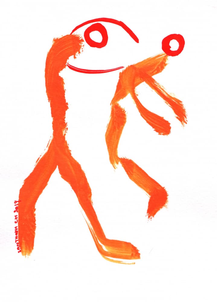 Dynamic Orange Figures by Santhosh ch — canvas wall art