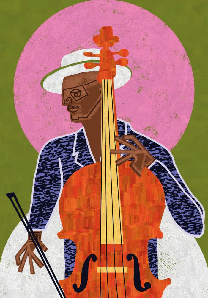 Jazz Cello Player by Gulcihan Ozguc — canvas wall art