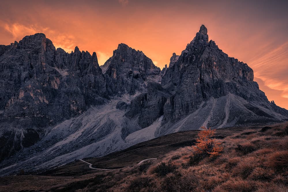 Dramatic Dolomite Sunset by Yimei Sun — canvas wall art