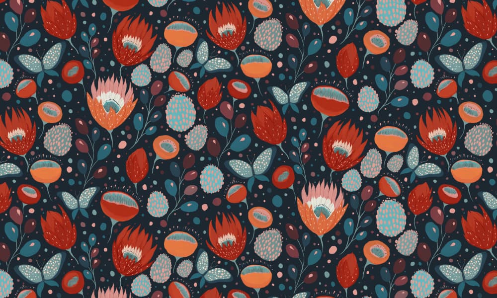 Dark Floral Whimsy by VOLHA RAMANCHUK — canvas wall art