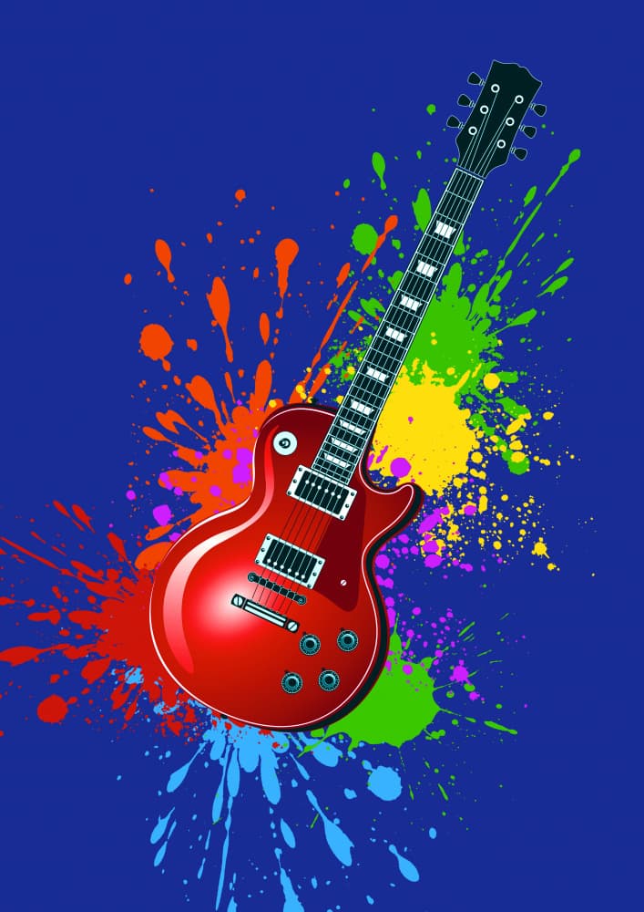 Electric Guitar Paint Splatter by Carlo Kaminski — canvas wall art
