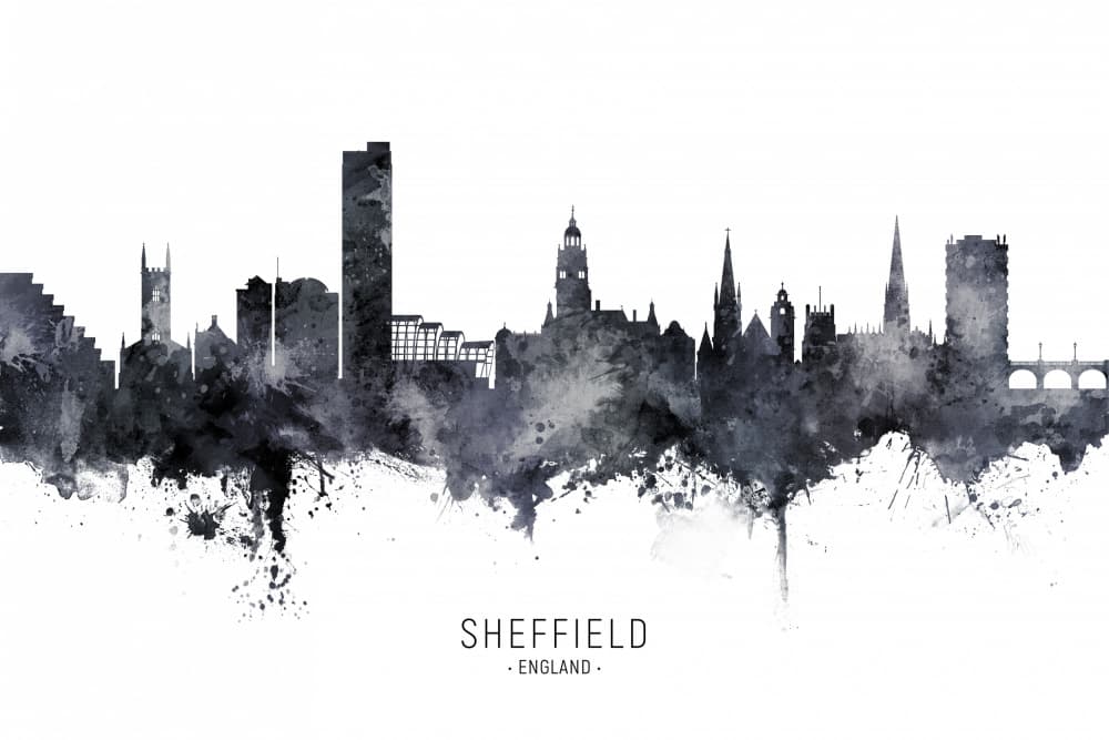 Sheffield England Skyline by Michael Tompsett — canvas wall art