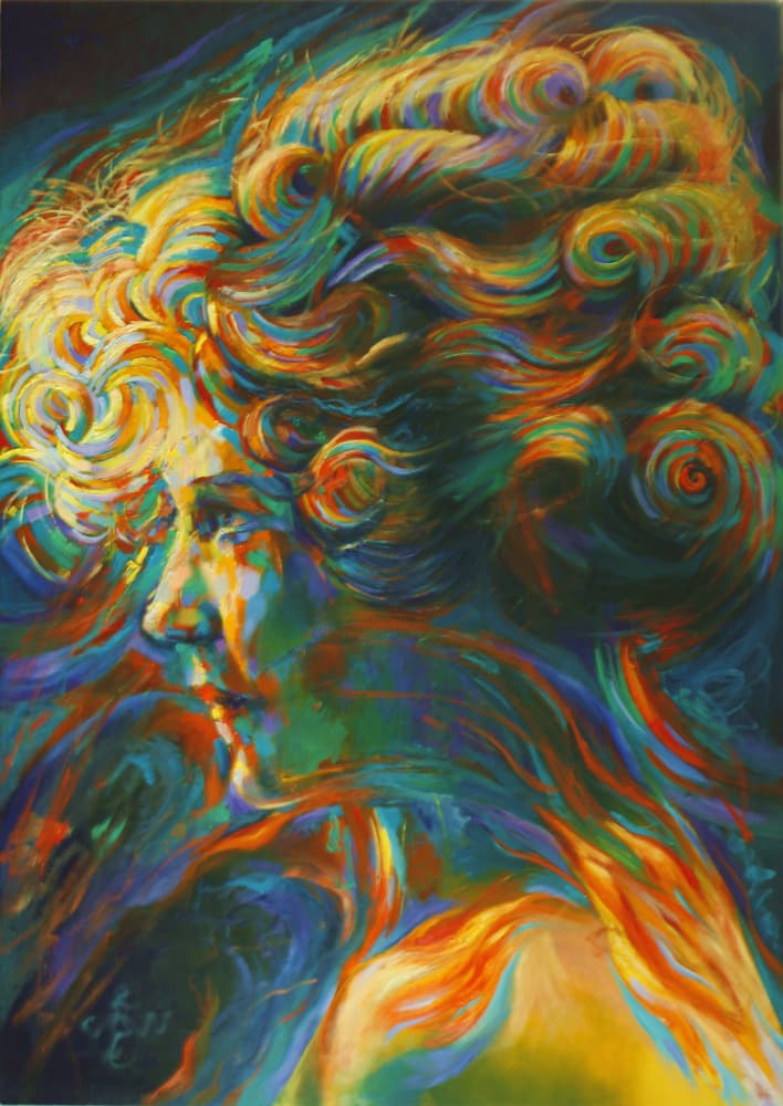 Vibrant Woman Profile by Corné Akkers — canvas wall art