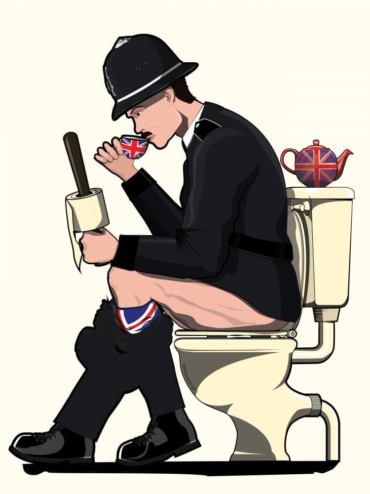 British Police Tea Time by In The Washroom — canvas wall art