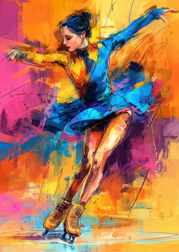 Vibrant Figure Skater by Justyna Jaszke — canvas wall art